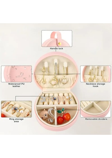 Pembe Takı Düzenleyici, Seyahat Için Taşınabilir, Düğme Kapanışlı, Şık ve Kullanışlı indirimleri