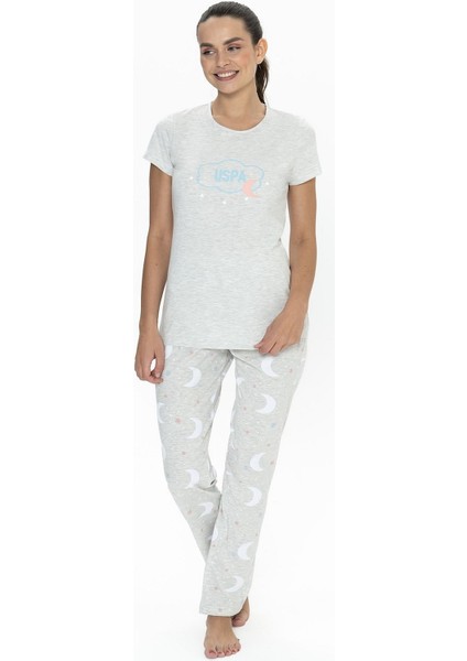U.s Polo Assn. 20075 Kadın Kısa Kollu Bisiklet Yaka Pijama Takımı-Karmelanj