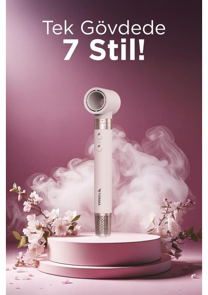 Thd-01 Pembe 7 In 1 Hava Üflemeli Saç Şekillendirici Airwrap Compact Saç Kurutma Fön Makinesi