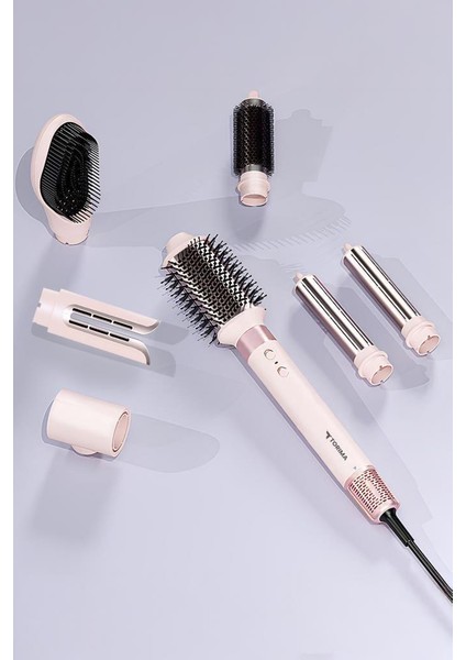 Thd-01 Pembe 7 In 1 Hava Üflemeli Saç Şekillendirici Airwrap Compact Saç Kurutma Fön Makinesi
