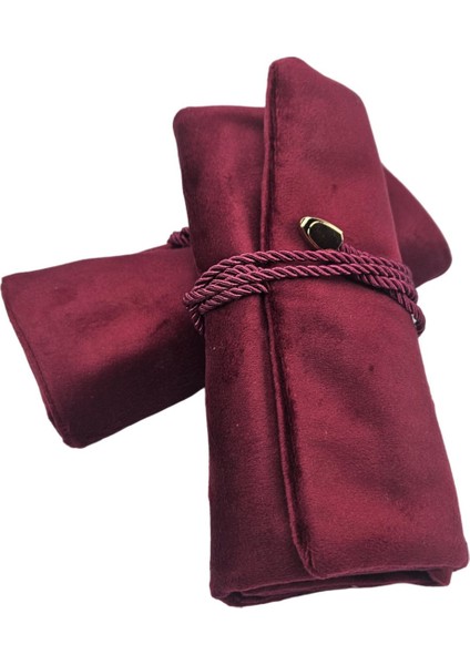 Kadife Takı Çantası, Rulo Koruma ve Saklama, Şık Bordo Tasarım fiyatları