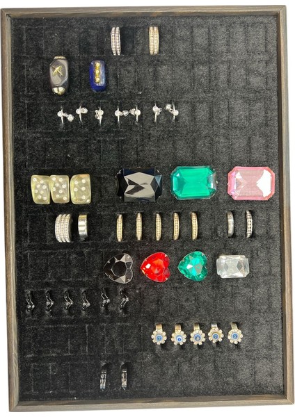 El Yapımı Ahşap Çerçeveli Alcantara Kaplama Yüzük Teşhir Tablosu, Şık ve Zarif Tasarım fiyatları