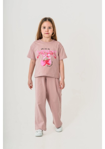 Cherries Baskılı Kız Çocuk Takım 035 modelleri