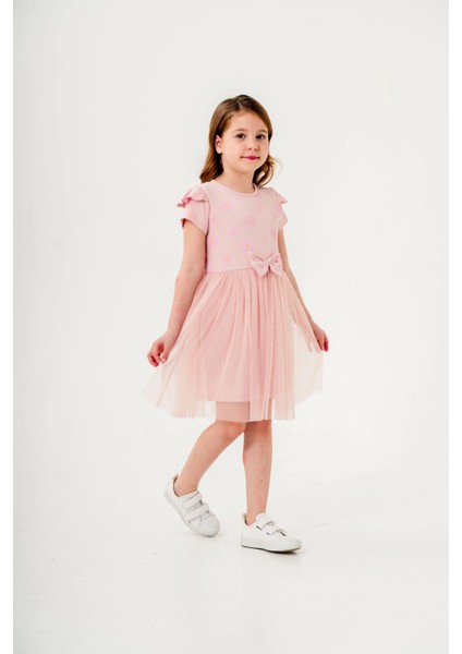 Desenli Fırfırlı Kız Çocuk Elbise 004