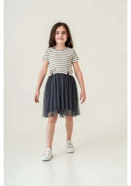 Çizgi Desenli Fırfırlı Kız Çocuk Elbise 006 fırsatları