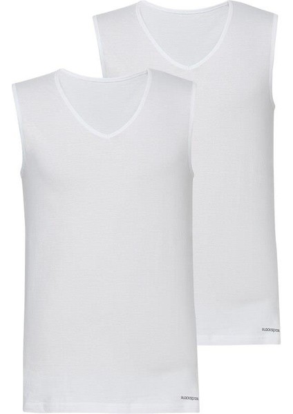 Loose Fit 2'li V Yaka Beyaz Sıfır Kol Atlet 9227 fiyatları