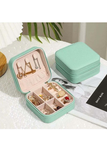 Turkuaz Fermuarlı Takı Organizeri, Seyahat İçin Şık ve Hafif Çanta