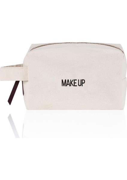 Şık Makyaj Düzenleyici Çanta, 24x11x15 cm, Bej Renk, Pratik ve Kullanışlı Tasarım