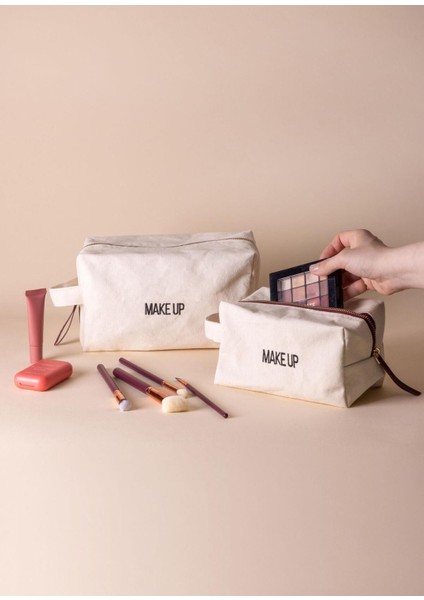 Şık Makyaj Düzenleyici Çanta, 24x11x15 cm, Bej Renk, Pratik ve Kullanışlı Tasarım modelleri