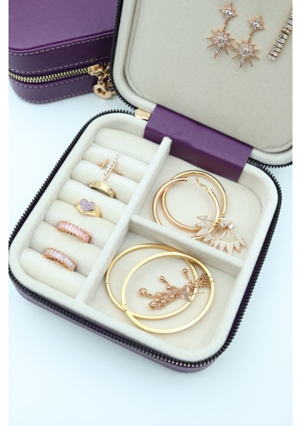 Ekru Ahşap Kasalı Orta Boy Takı Çantası, Şık ve Fonksiyonel Tasarım modelleri