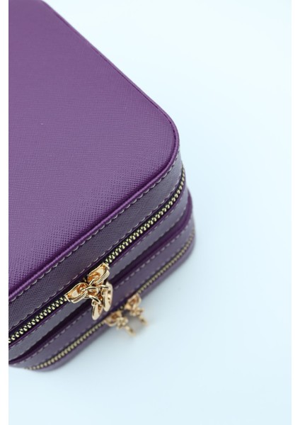 Ekru Ahşap Kasalı Orta Boy Takı Çantası, Şık ve Fonksiyonel Tasarım