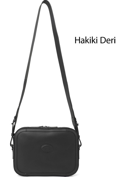 Kadın Siyah Hakiki Deri Uzun Askılı Omuz Çantası