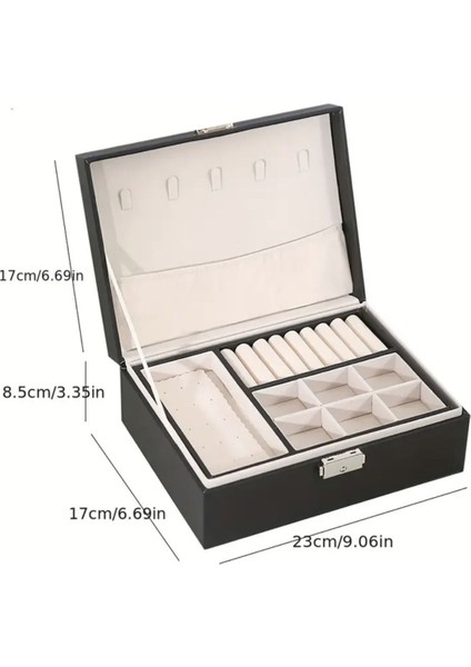 Şık Siyah Pu Deri Takı ve Mücevher Saklama Kutusu modelleri