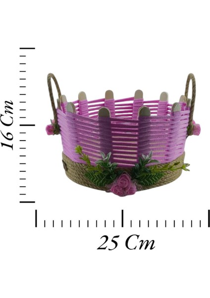 El Emeği Hasır Takı ve Makyaj Organizeri, Büyük Boy, 25 cm, Pembe Renk indirimleri