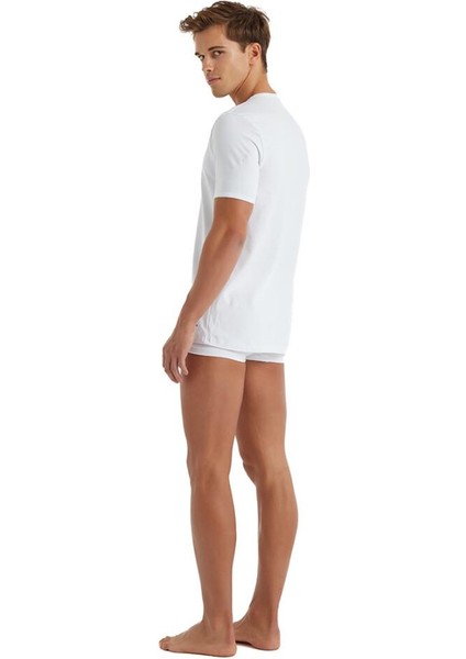 Tender Cotton Kısa Kol V Yaka Beyaz T-Shirt 9239 fırsatları