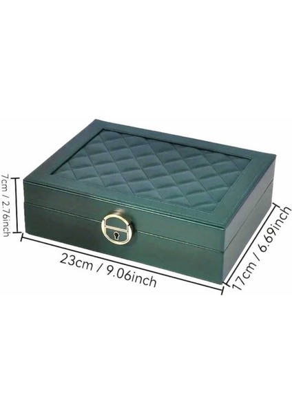 Yeşil Suni Deri Kilitli Takı ve Aksesuar Organizeri, Şık ve Kullanışlı Tasarım modelleri