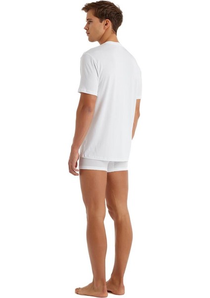 Silver V Yaka Kısa Kol Beyaz T-Shirt 9308 fırsatları