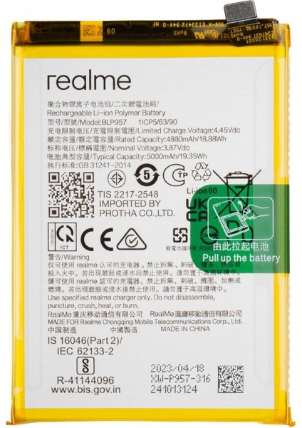 Realme 10 Pil Batarya 5000 Mah