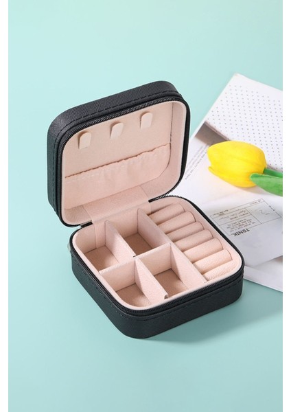 Şık Siyah Deri Takı Saklama Kutusu, Taşıma Kolaylığı ve Zarif Tasarım fiyatları