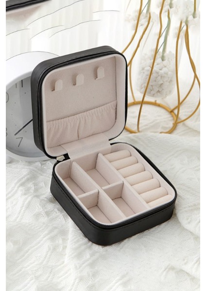 Şık Siyah Deri Takı Saklama Kutusu, Taşıma Kolaylığı ve Zarif Tasarım modelleri