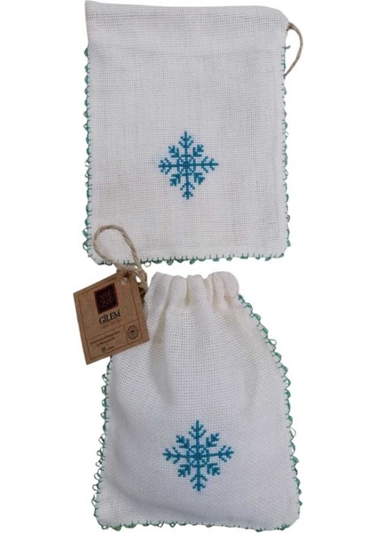 El Yapımı Lavanta Tasarım Etamin Takı Kesesi Krem Renkli