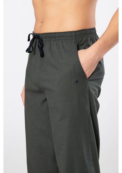 Ekoseli Cepli Alt Pijama, %95 Pamuk %5 Likralı