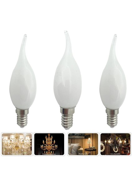 3 Adet Çok Kaliteli E14 Duy 5 Watt, 6400 Kelvin Beyaz Işık LED Ampul, Avize, Şamdan Ampulü Mum Ampul