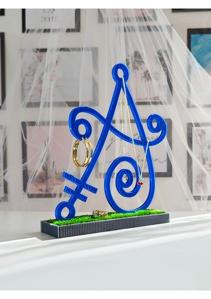 Kişiye Özel Mavi Harf Takı Organizer - Bioplastik, Pratik ve Şık Tasarım