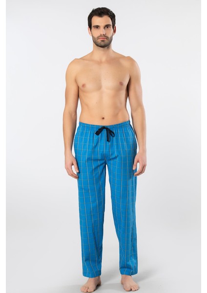 Ekoseli Cepli Alt Pijama, %95 Pamuk %5 Likralı