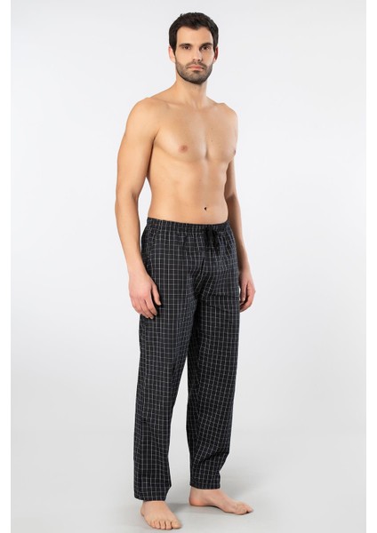 Ekoseli Cepli Alt Pijama, %95 Pamuk %5 Likralı