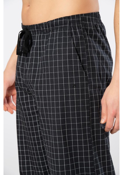 Ekoseli Cepli Alt Pijama, %95 Pamuk %5 Likralı