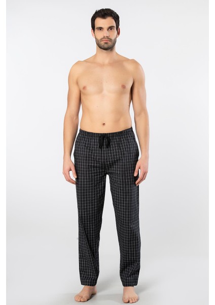 Ekoseli Cepli Alt Pijama, %95 Pamuk %5 Likralı