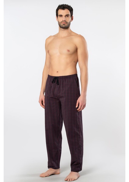 Ekoseli Cepli Alt Pijama, %95 Pamuk %5 Likralı