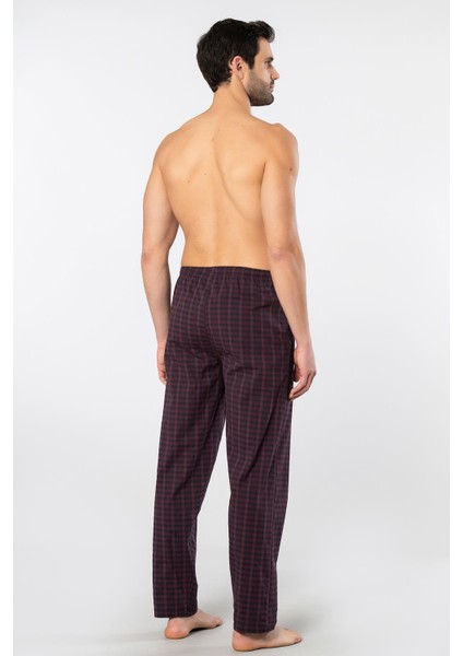 Ekoseli Cepli Alt Pijama, %95 Pamuk %5 Likralı