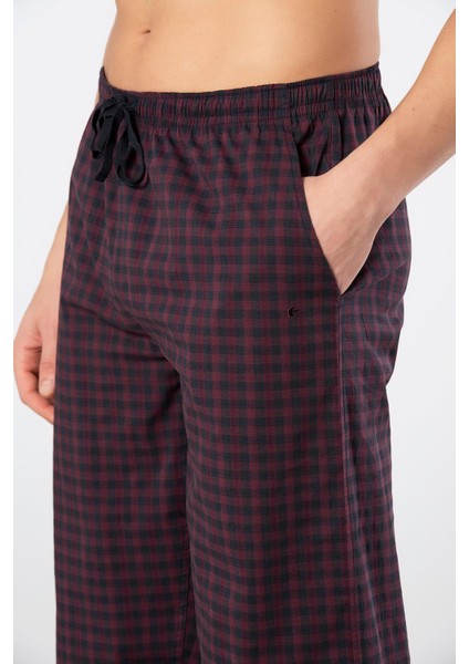Ekoseli Cepli Alt Pijama, %95 Pamuk %5 Likralı