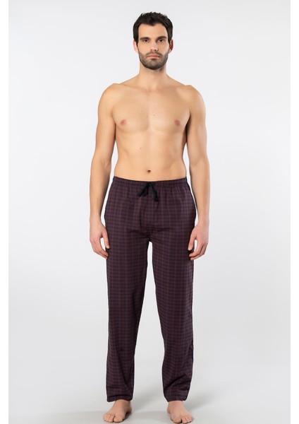 Ekoseli Cepli Alt Pijama, %95 Pamuk %5 Likralı