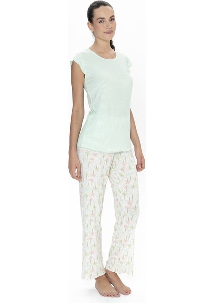 U.s Polo Assn. 20079 Kadın Kısa Kollu Bisiklet Yaka Pijama Takımı-Mint fiyatları