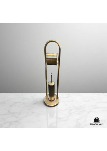 Isaoğlu Yapı Antik Gold Tuvalet Kağıtlık ve Fırça Seti Pirinç Banyo Aksesuarı Seti Eskitme Gold Ayaklı Set fiyatları