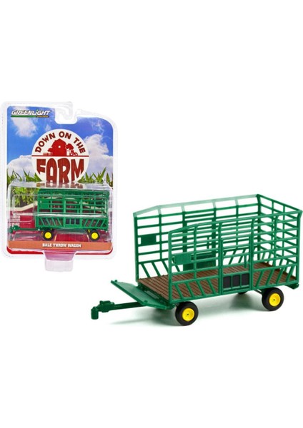 Bale Throw Wagon Green With Yellow Wheels "down On The Farm" Series 6 1/64 Model