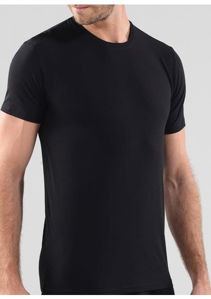 Erkek Aura Siyah Kısa Kol T-Shirt 9506 modelleri