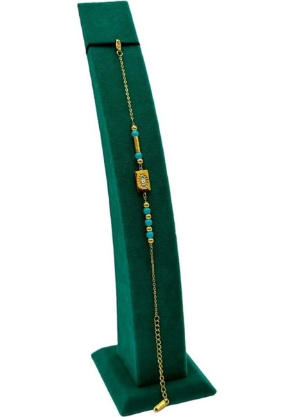 Yeşil Dik Bileklik Standı, 23 Cm, Şık ve Kullanışlı Takı Düzenleyici