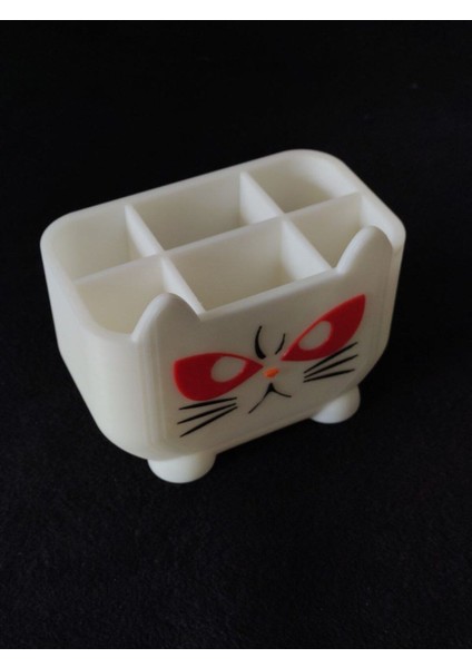 Beyaz Kedi Suratlı Organizer, Şık ve Kullanışlı Ev Dekoru Aksesuarı