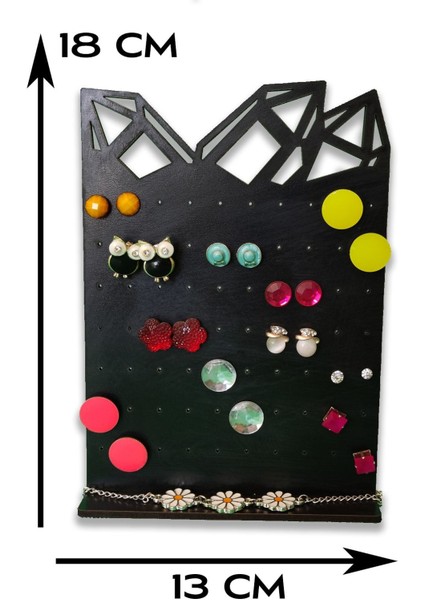 Şık Siyah Dekoratif Takı ve Küpe Standı Organizer Aksesuar Raf fırsatları