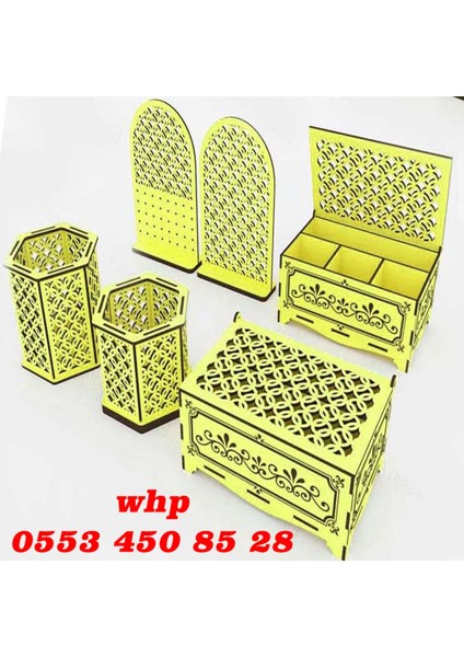 Yeşil 3'lü Takım Mücevher Kutusu ve Fırça Organizatör Seti