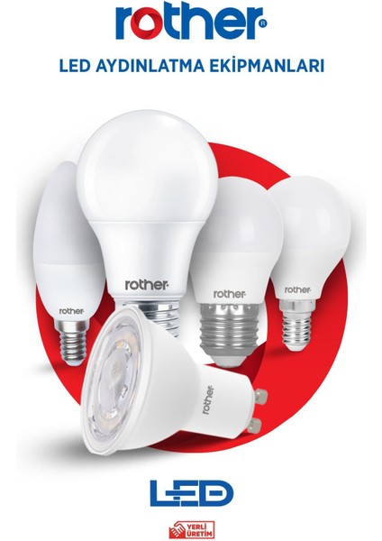 RTL01115 Rother A60 LED Ampul 15W E27 1520 Lümen 4500K Gün Işığı - Enerji Tasarruflu Ampul