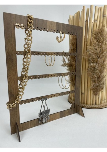 Cevizrenk Ahşap Takı Küpe Standı, Şık ve Fonksiyonel Takı Askısı fiyatları