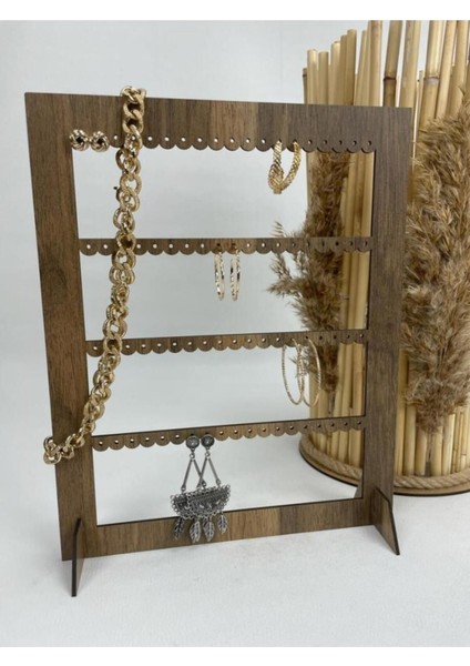 Cevizrenk Ahşap Takı Küpe Standı, Şık ve Fonksiyonel Takı Askısı modelleri