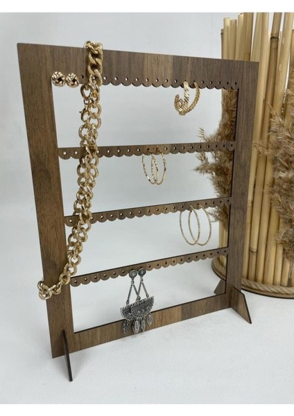 Cevizrenk Ahşap Takı Küpe Standı, Şık ve Fonksiyonel Takı Askısı fırsatları