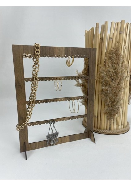 Cevizrenk Ahşap Takı Küpe Standı, Şık ve Fonksiyonel Takı Askısı indirimleri