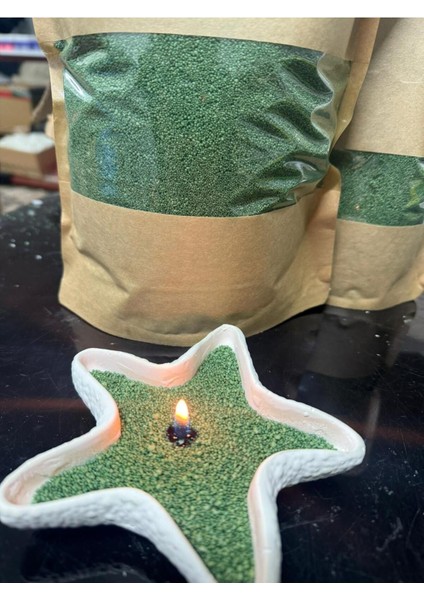 250G Haki Inci Tozu Mum, Vanilya Aroması, Fitil Hediyeli, Toz ve Kum Mum